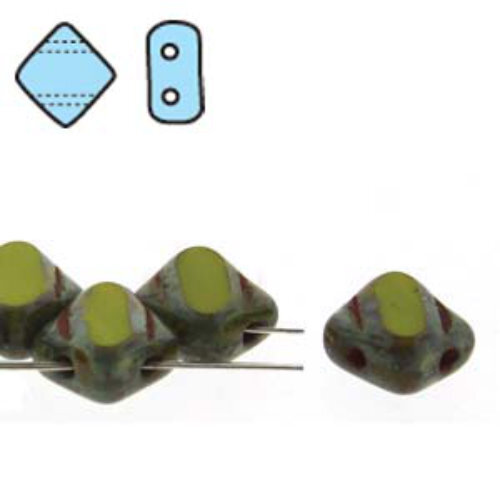 Silky 6mm Table Cut - Opaque Green Travertine - SQ2C06-53400-86800 - 40 Bead Strand