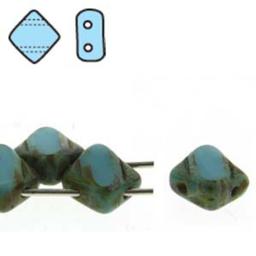 Silky 6mm Table Cut - Turquoise Picasso - SQ2C06-63030-86800 - 40 Bead Strand