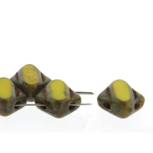 Silky 6mm Table Cut - Opaque Yellow Travertine - SQ2C06-83110-86800 - 40 Bead Strand
