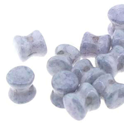 Pellet Beads - 30 Bead Strand - PLT46-02010-15464 - White Alabaster Terracotta Blue
