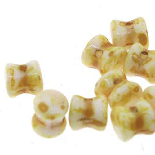 Pellet Beads - 30 Bead Strand - PLT46-02010-86800 - White Alabaster Travertine Picasso