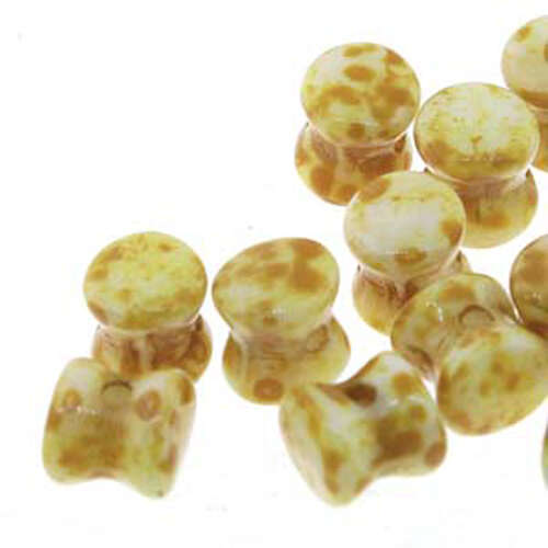 Pellet Beads - 30 Bead Strand - PLT46-02010-86805 - White Alabaster Travertine Dark