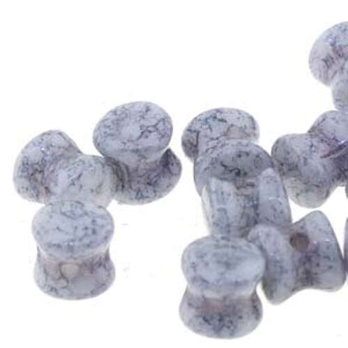 Pellet Beads - 30 Bead Strand - PLT46-03000-15464 - Chalk White Terracotta Blue