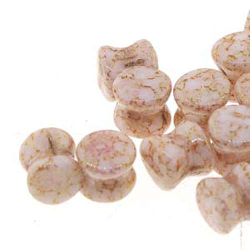 Pellet Beads - 30 Bead Strand - PLT46-03000-15495 - Chalk White Terracotta Red