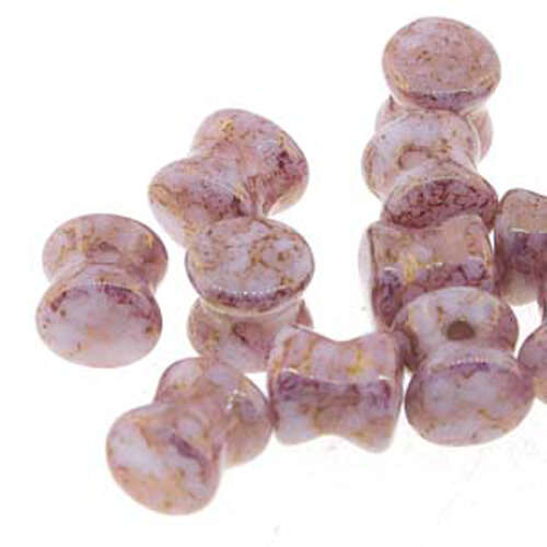Pellet Beads - 30 Bead Strand - PLT46-03000-15496 - Chalk White Terracotta Purple