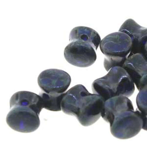 Pellet Beads - 30 Bead Strand - PLT46-30090-86805 - Cobalt Travertine Dark
