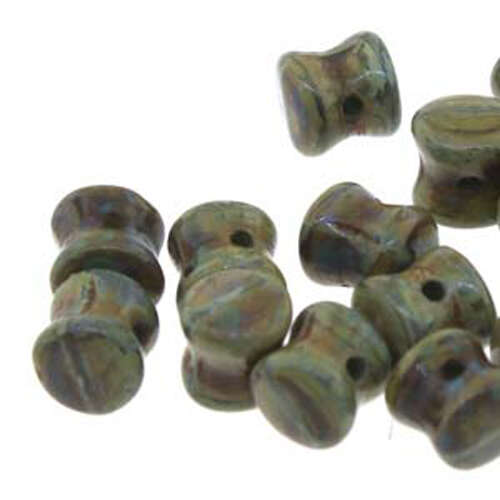 Pellet Beads - 30 Bead Strand - PLT46-53420-86805 - Opaque Olive Travertine Dark
