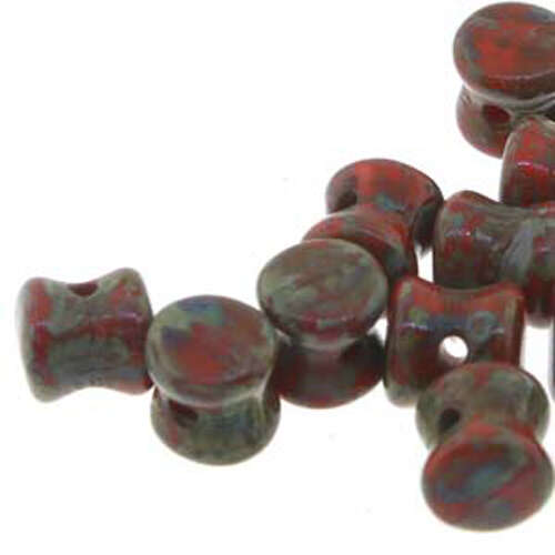 Pellet Beads - 30 Bead Strand - PLT46-93180-86800 - Opaque Red Travertine Picasso