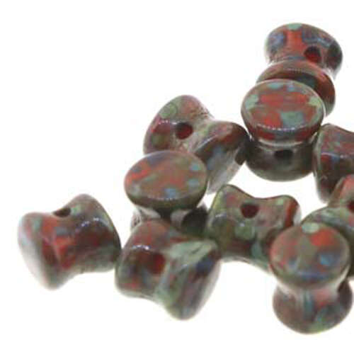 Pellet Beads - 30 Bead Strand - PLT46-93180-86805 - Opaque Red Travertine Dark