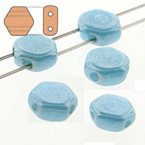 Honeycomb 6mm - HC0663030-14400 - Opaque Blue Turquoise Luster - 30 Bead Strand
