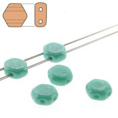 Honeycomb 6mm - HC0663120-14400 - Opaque Green Turquoise Luster - 30 Bead Strand