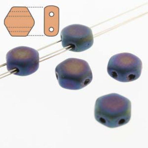 Honeycomb 6mm - HC0623980-21135 - Matte Jet Blue Iris - 30 Bead Strand