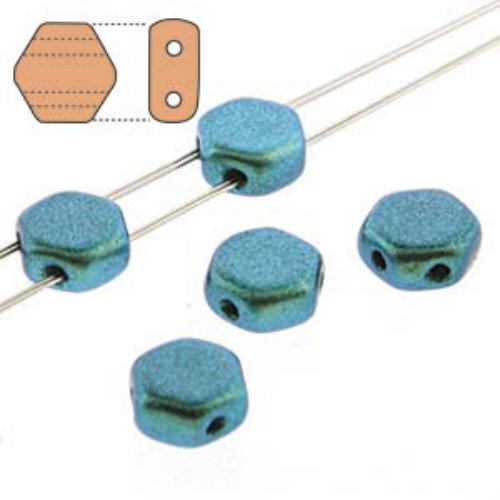 Honeycomb 6mm - HC0602010-94104 - Motley Viridian - 30 Bead Strand