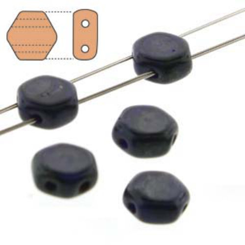 Honeycomb 6mm - HC0633050-86805 - Opaque Royal Blue Dark Travertine - 30 Bead Strand