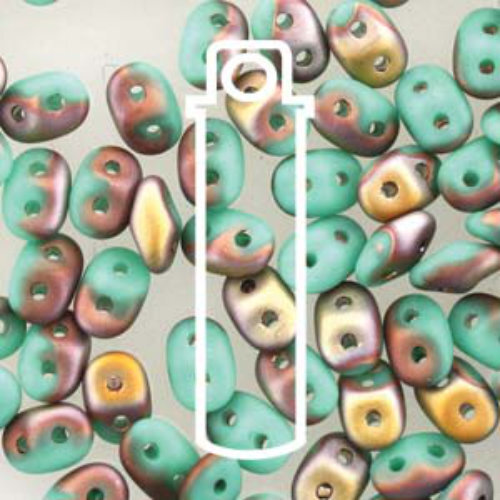 Super Duo 2.5mm x 5mm - DU0563130-27171 - Matte Turquoise Green Vega Capri Gold - 22.5gm Tube