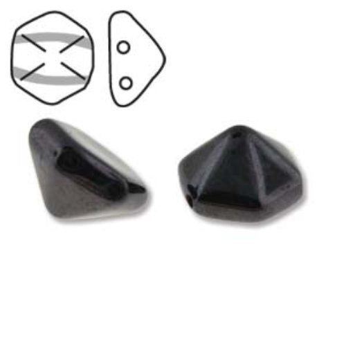Pyramid Hex 12mm x 7.7mm - Jet Travertine Blue - PYH12-23980-65431 - 12 Bead Strand