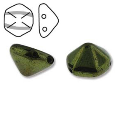 Pyramid Hex 12mm x 7.7mm - Jet Red Luster - PYH12-23980-14495 - 12 Bead Strand