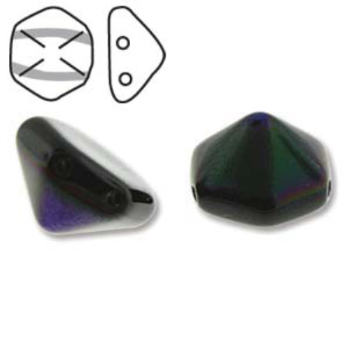 Pyramid Hex 12mm x 7.7mm - Jet Azuro - PYH12-23980-29900 - 12 Bead Strand