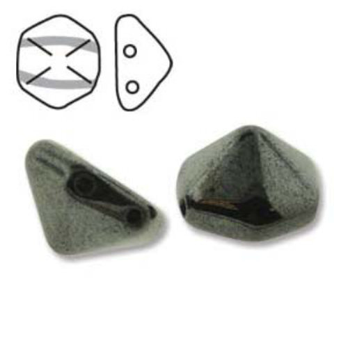 Pyramid Hex 12mm x 7.7mm - Jet Full Chrome - PYH12-23980-27200 - 12 Bead Strand