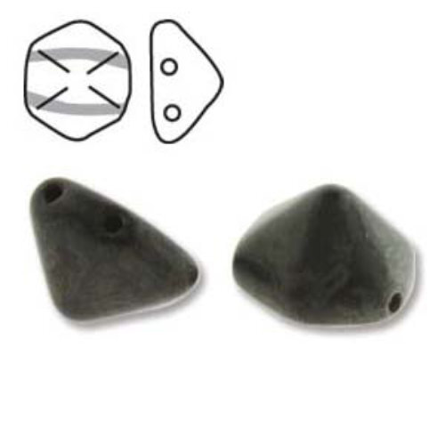 Pyramid Hex 12mm x 7.7mm - Matte Jet Picasso - PYH12-23980-M86800 - 12 Bead Strand