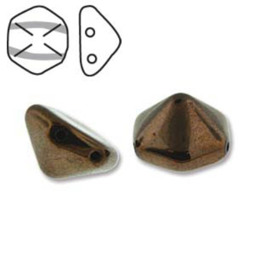 Pyramid Hex 12mm x 7.7mm - Jet Bronze - PYH12-23980-14415 - 12 Bead Strand