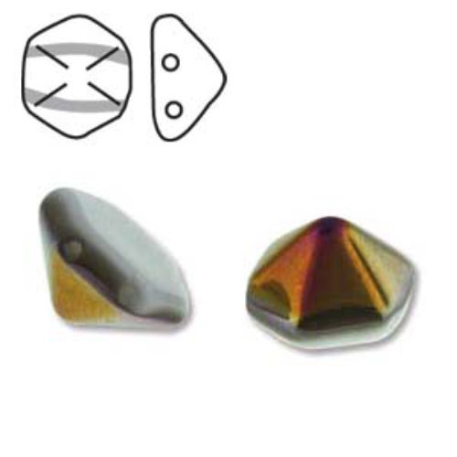 Pyramid Hex 12mm x 7.7mm - Chalk Sliperit - PYH12-02020-29500 - 12 Bead Strand