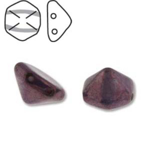 Pyramid Hex 12mm x 7.7mm - Chalk Lila Vega Luster - PYH12-02020-15726 - 12 Bead Strand