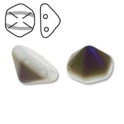 Pyramid Hex 12mm x 7.7mm - Chalk Azuro - PYH12-02020-29900 - 12 Bead Strand