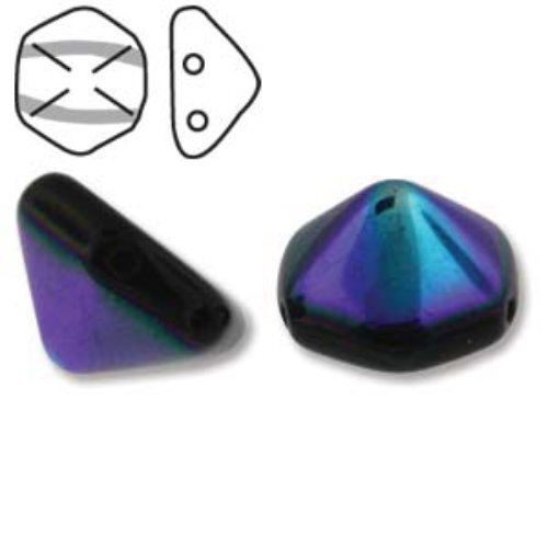 Pyramid Hex 12mm x 7.7mm - Jet AB - PYH12-23980-28701 - 12 Bead Strand