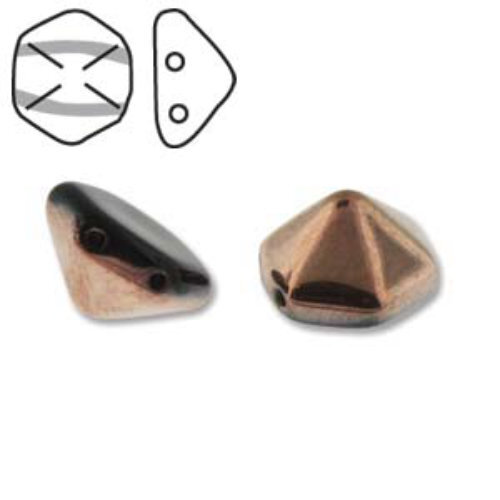 Pyramid Hex 12mm x 7.7mm - Jet Gold Capri - PYH12-23980-27101 - 12 Bead Strand