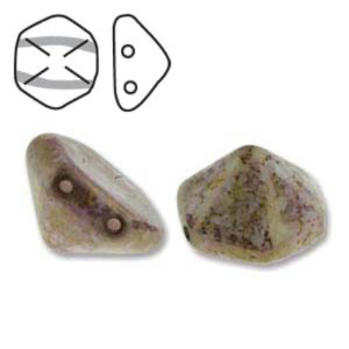 Pyramid Hex 12mm x 7.7mm - Chalk Sengal Purple - PYH12-02020-15696 - 12 Bead Strand