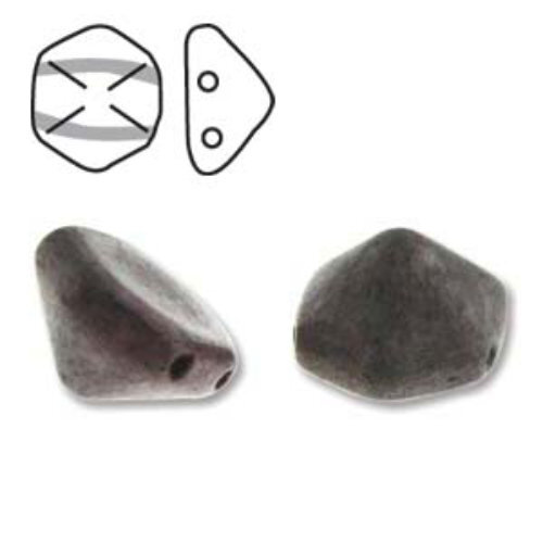 Pyramid Hex 12mm x 7.7mm - Matte Chalk Lila Vega - PYH12-02020-M15726 - 12 Bead Strand