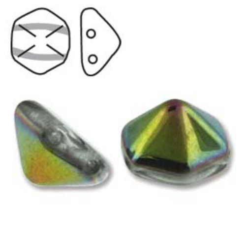Pyramid Hex 12mm x 7.7mm - Crystal Vitrail - PYH12-00030-28101 - 12 Bead Strand