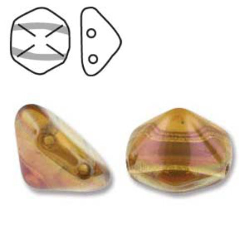 Pyramid Hex 12mm x 7.7mm - Crystal Apricot - PYH12-00030-29121 - 12 Bead Strand