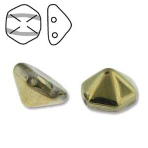 Pyramid Hex 12mm x 7.7mm - Crystal Amber - PYH12-00030-26441 - 12 Bead Strand