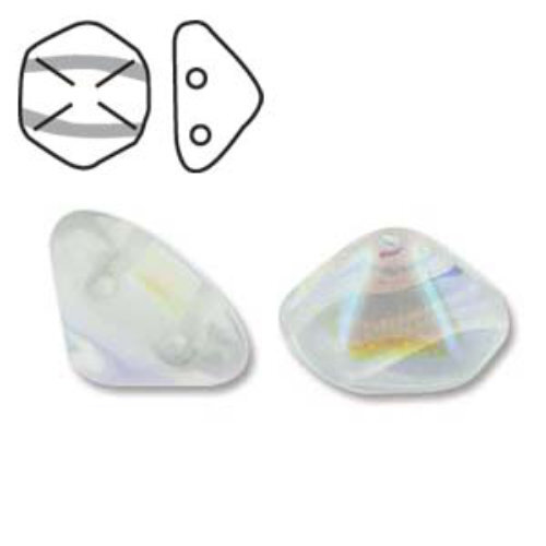 Pyramid Hex 12mm x 7.7mm - Crystal AB - PYH12-00030-28701 - 12 Bead Strand