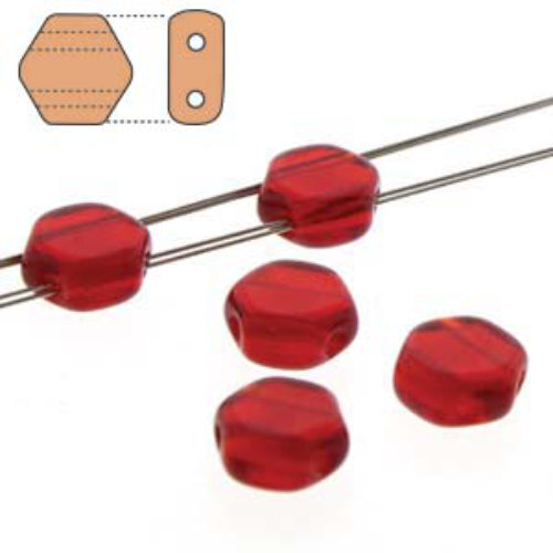 Honeycomb 6mm - HC0690080 - Transparent Ruby - 30 Bead Strand