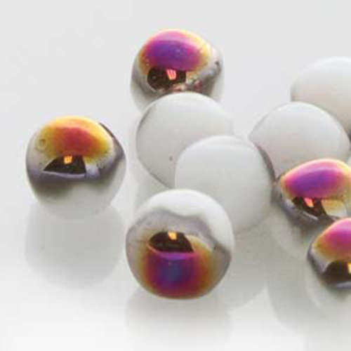 Mushroom Bead - 6mm x 5mm - White Sliperit - 50 Bead Strand - MSH65-WH29500
