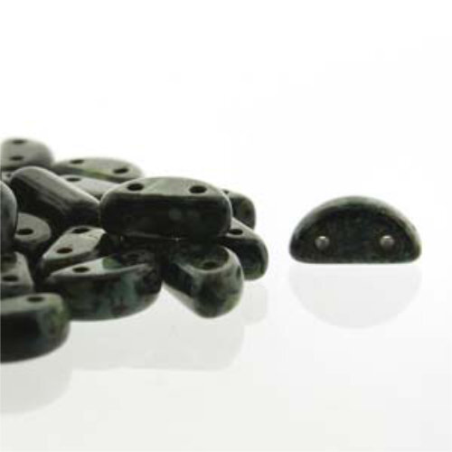 Half Moon 8mm x 4mm - Jet Picasso - HMN84-J86800 - 50 Bead Strand
