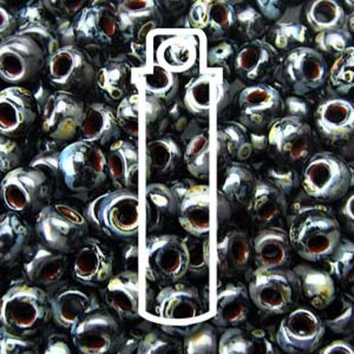 Miyuki 11/0 Rocaille Bead - 11-94511 - Matte Smoky Black Picasso - 23gm Tube