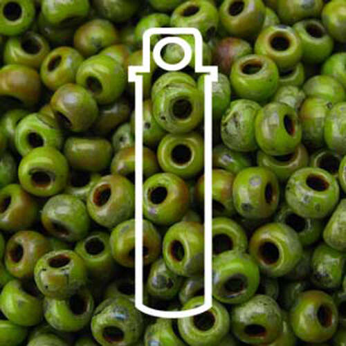 Miyuki 11/0 Rocaille Bead - 11-94515 - Matte Chartreuse Picasso - 23gm Tube
