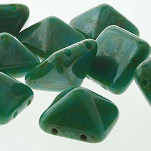 Pyramid Stud 12mm - Turquoise Picasso - PYR1263120-86800 - 12 Bead Strand