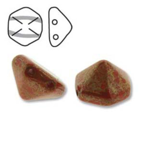 Pyramid Hex 12mm x 7.7mm - Coral Luminous Pecan - PYH12-93400-15495 - 12 Bead Strand