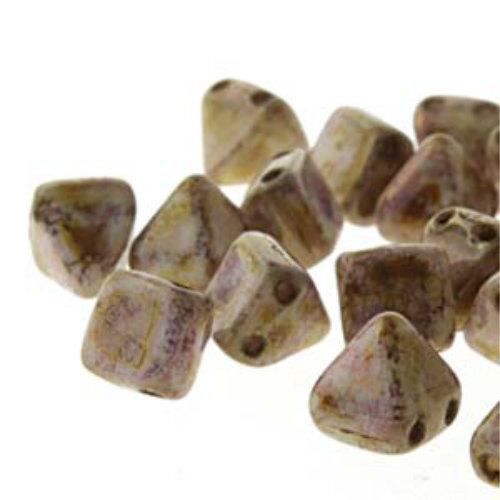 Pyramid Stud 6mm - Chalk Senegal Brown - PYR0602010-15695 - 25 Bead Strand