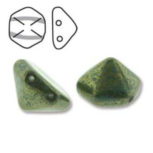 Pyramid Hex 12mm x 7.7mm - Turquoise Luminous Pink - PYH12-63120-15495 - 12 Bead Strand