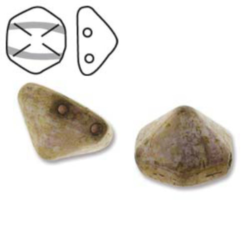 Pyramid Hex 12mm x 7.7mm - Chalk Senegal Brown - PYH12-02010-15695 - 12 Bead Strand