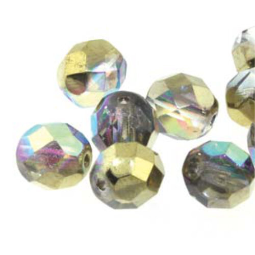 6mm Fire Polish Beads - Crystal Golden Rainbow 00030-98536 - 25 Bead Strand