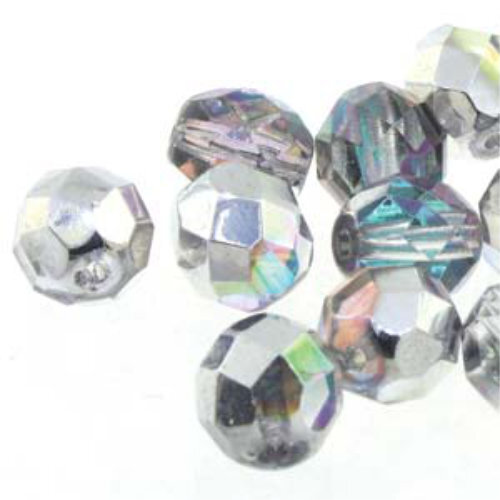8mm Fire Polish Beads - Crystal Silver Rainbow 00030-98530 - 20 Bead Strand