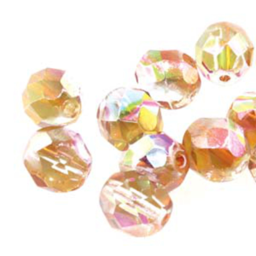 4mm Crystal Orange Rainbow Round Faceted Beads - 40 Bead Strand - 6-FPR0400030-98535