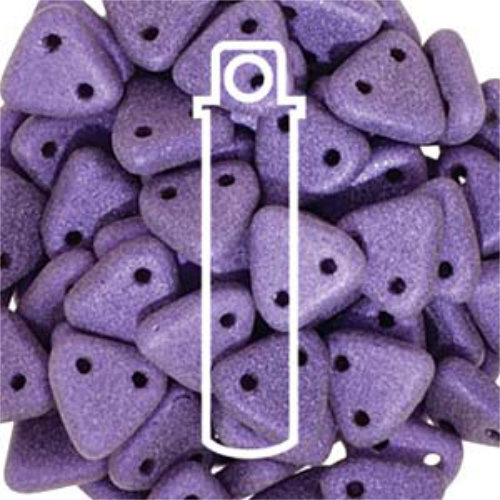 CzechMates 6mm Triangle Beads - 2 Hole - Metallic Suede Purple - TRI06-23980-79021 - 9gm Tube